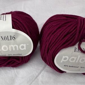 Yarn two skeins Reynolds Paloma dark red wool blend